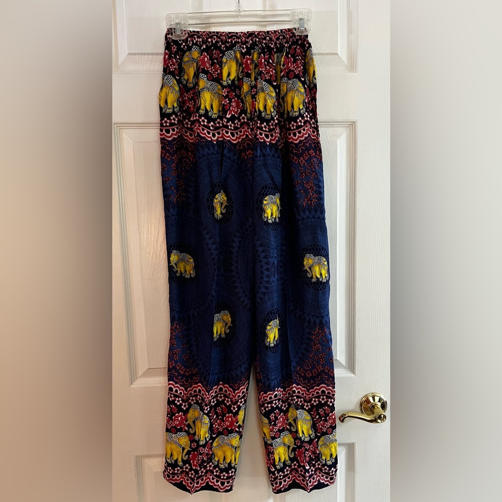 Kathmandu Navy and Yellow Elephant Print Pants NWT Size S - Picture 3 of 3